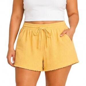 NEW HEYSON cotton gauze shorts - plus in dusty yellow